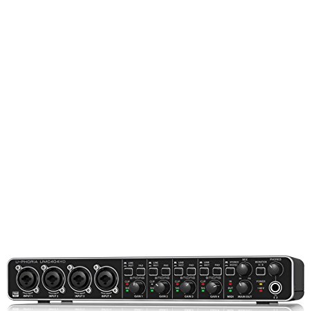 BEHRINGER UMC 404HD Audiophile 4X4 24-Bit/192 KHz USB Audio/Midi Interface with Midas Mic Preamplifiers Black