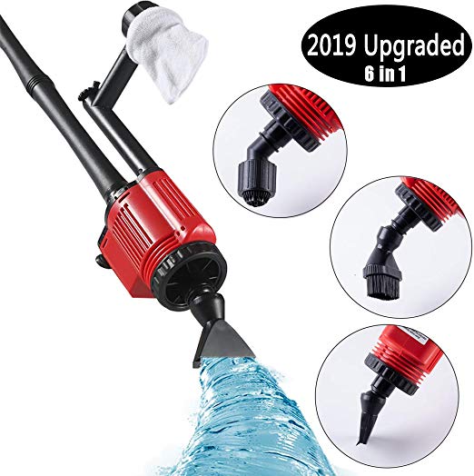 Upgraded Electric Gravel Cleaner Fish Tank, 6 in 1 Sludge Extractor, Tank Siphon, Water Changer, Sand Cleaner, Water Flow, Water Shower, 18.5"-45.27" Syphon Fish Tank Vacuum Cleaner, 28W, 1800L/h