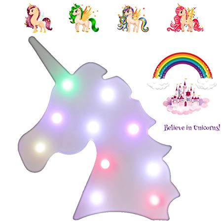 Super Cute Color Changing Unicorn Light Brings A Smile To Your Kids Face - Includes 7 Unicorn Wall Stickers Your Daughter Will Love - Unicorn Lamp Brightens Up Your Bedroom - Ideal Present