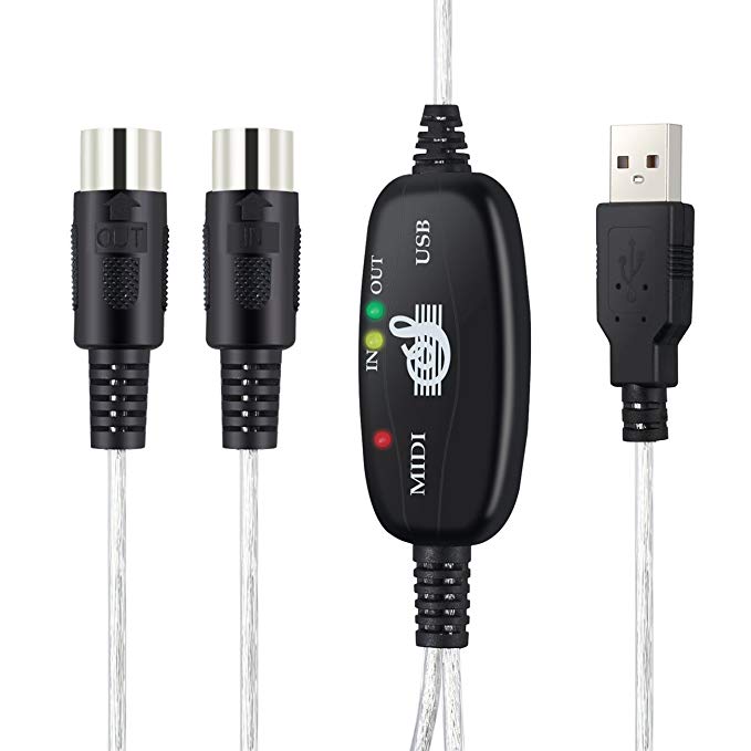 Neoteck USB MIDI Adapter 6Ft 2M USB to MIDI Interface Cable Adapter Converter-USB to Midi In-Out Converter Music Keyboard Piano to PC Laptop for Windows 2000 XP Vista Win 7