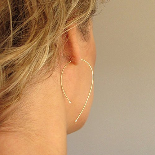Unique Wishbone Earrings - Modern Gold Hoops - Teardrop Open Hoops
