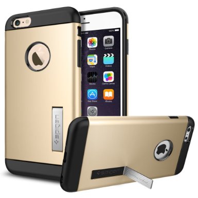 iPhone 6 Plus Case Spigenreg Slim Armor KICK-STAND Champagne Gold Slim Fit Dual Layer Advanced Shock Absorption Protective Kick-Stand Case for iPhone 6 Plus 2014 - Champagne Gold SGP10907