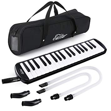 Eastar 37 Key Melodica Instrument with Mouthpiece Air Piano Keyboard,Carrying Bag Black