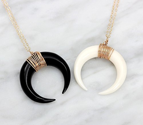 Double Horn Necklace, Moon Necklace, Tusk Necklace - Large - in 14K Gold fill, 925 Sterling Silver or Rose Gold Filled