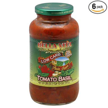 Bella Vita Low Carb Tomato Basil Pasta Sauce, 26 Ounce -- 6 per case.