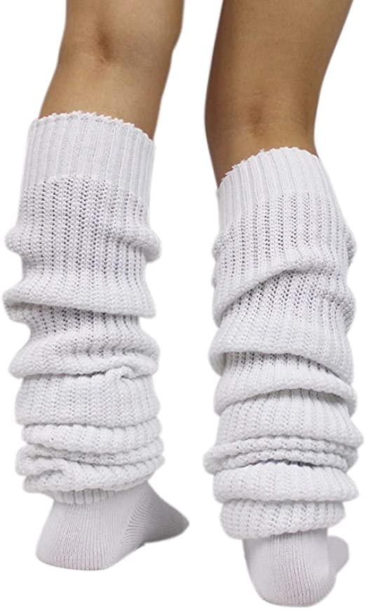 VIVICMW Women's Socks Extra Knit Loose Socks White Lolita Leg Warmer Bubble