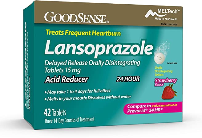 GoodSense Lansoprazole Delayed Release Orally Disintegrating Tablets 15 mg, Acid Reducer, Strawberry