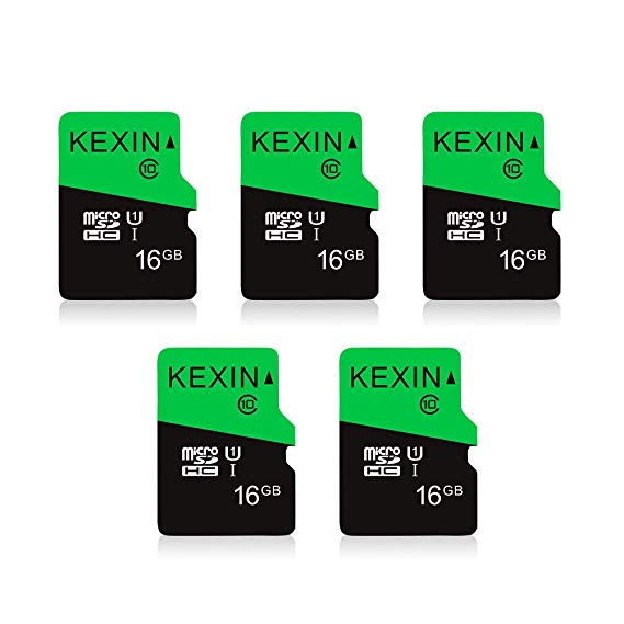 KEXIN 5 Pack 16GB Mircro SD Cards Micro SDHC UHS-I Memory Cards Class 10 Micro SD Card High Speed TF Cards, C10, U1