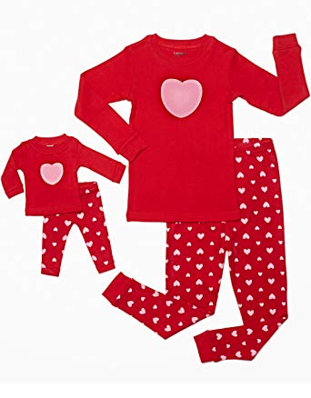 Leveret Kids & Toddler Pajamas Matching Doll & Girls Pajamas 100% Cotton Pjs Set (Toddler-14 Years) Fits American Girl