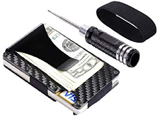 Carbon Fiber RFID Blocking Credit Card Holder Money Clip Minimalist Men Wallet