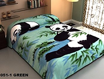 Reversible Animal Print Super Soft Mink Blanket 2 Ply White Tiger blankets Queen Size Bed Blankets (Panda 51 298 green Flower)