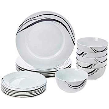 AmazonBasics 18-Piece Dinnerware Set - Half Moon, Service for 6