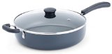 T-fal A91082 Specialty Nonstick Dishwasher Safe Oven Safe Jumbo Cooker Saute Pan with Glass Lid 5-Quart Black