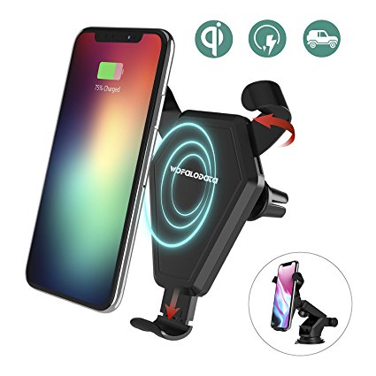 Car Wireless Charger Mount, Air Vent Car Mount Fast Wireless Charging Adjustable Holder for Samsung Galaxy Note 8/ S8/ S8 / S7/ S6 Edge / Note 5, QI Wireless Standard Charge for iPhone 8/ 8 Plus/ X