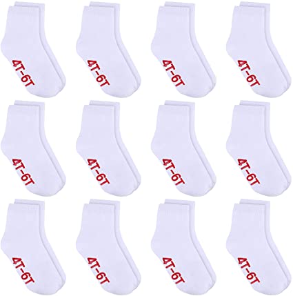 Cooraby 12 Pairs Toddler Anti Slip Socks Non-skid Socks Non Slip Crew Socks with Grip for Baby Toddler Boys Girls