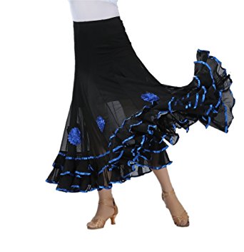 CISMARK Elegant Ballroom Dancing Latin Dance Party Long Swing Skirt