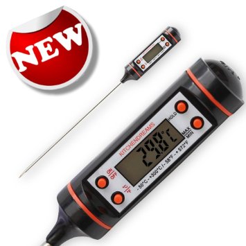 KitchenDreams Digital Cooking Thermometer - Best Instant Read Food Thermometer for Meat, Liquid, Candy, BBQ - Cooking eBook Included!