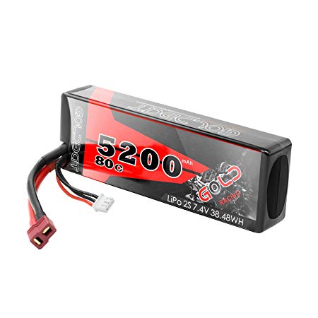 GOLDBAT 5200mAh 7.4V 80C 2S Lipo Battery with Dean-Style T Connector for RC Car RC Airplane Helicopter RC Boat Truck
