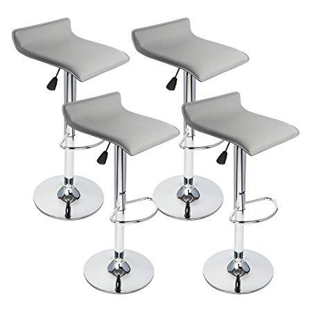 GotHobby 4 Pcs Gray Modern Bar Stool Swivel Chair Pub Counter Low Profile Barstools