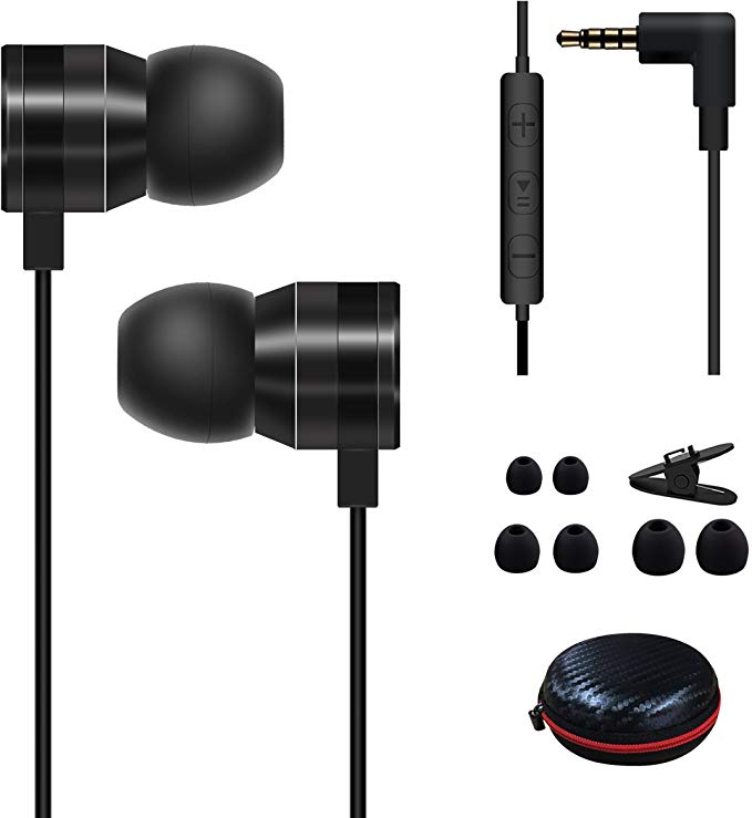 Ailun in Ear Earphones Wired HiFi Stereo Headphones Earbuds with MIC Remote Control Carry Bag for 3.5mm Interface Devices Compatible iPhone 6s Plus 6s iPad MacBook Galaxy S8 Plus Note8 More Black