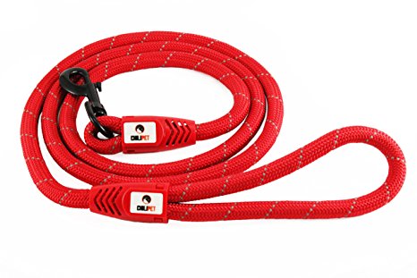 Comfortable & Durable 6-Ft Dog Rope Leash Features a Generous Hand Loop Great for Walking Running Hiking and Climbing Training Leash with Reflective Stitching For Medium & Large Sized Dogs