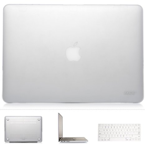 iXCC Apple MacBook Pro 13-inch with Retina Display Rubberized Hard Shell Protective Case with Keyboard Cover [ Models: A1425 and A1502 ] - Frost/Clear
