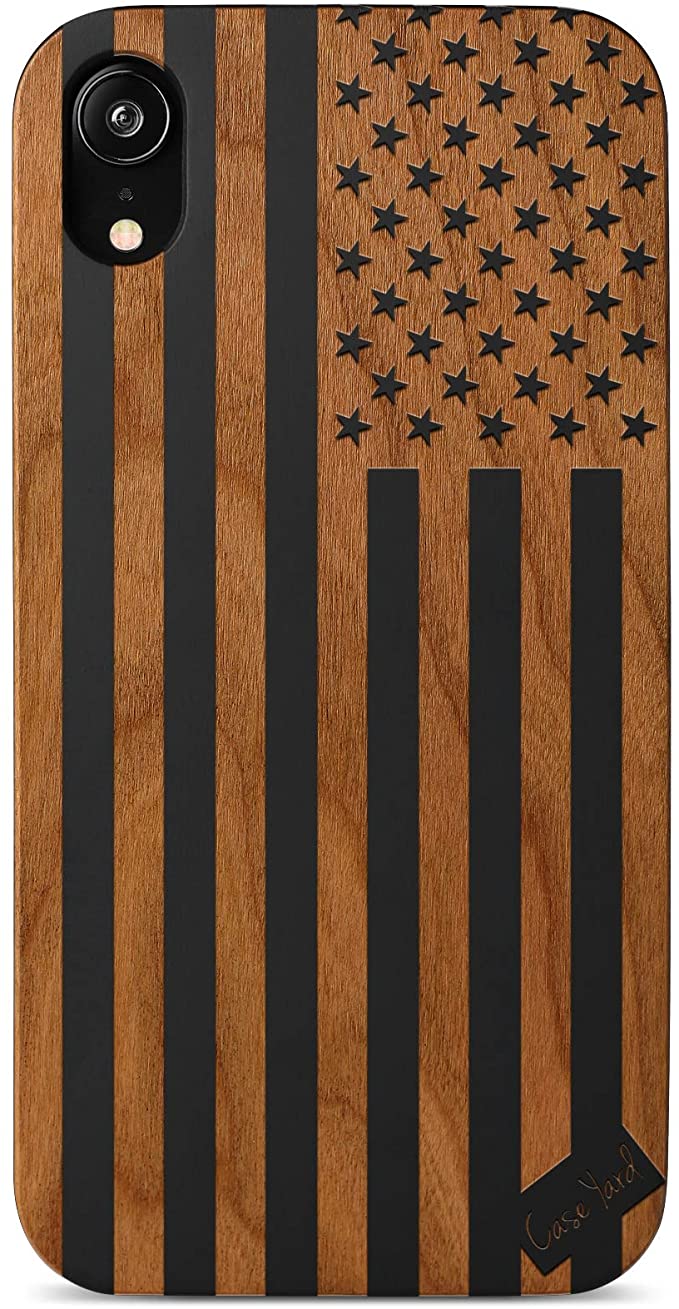 iPhone 11 Case by Case Yard Fit for iPhone 11 6.1-Inch [ 2019 Release ] Shock-Absorption iPhone 11 Phone Cover Wood Black iPhone 11 Cases American Flag