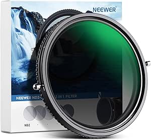 NEEWER 2 en 1 Filtre ND Variable 82mm ND2–ND32 Filtre Polarisant(CPL), sans Croix X/Haute définition/30 Couches Nano rêvetement/Ultra Fin/Hydrofuge/Anti Rayures Réglable Densité Neutre