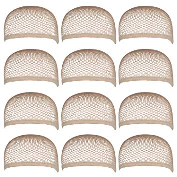 Blisstime Pack of 12 Wig Cap Open End Mesh Net Liner Weaving Cap (beige)