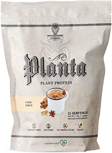 Ambrosia Planta - Premium Organic Plant-Based Protein | Vegan & Keto Friendly | Gourmet Flavors with No Bloating or Stomach Upset | Gluten & Soy Free | No Added Sugar | 25 Servings | Chai Spice