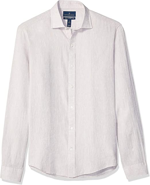 Buttoned Down Men's Tailored Fit Casual Linen Cotton Shirt