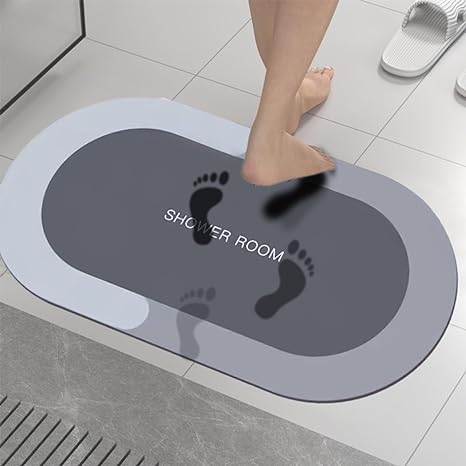 Bath Rug - Super Absorbent Quick Dry, Rubber Backing Non Slip, Washable Bathroom Floor Mats, Newly Shower Rug for in Front of Bathtub, Shower Room (16x24in) (Gray)