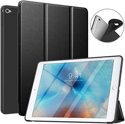 MoKo Case Fit iPad Air 2, Slim Smart Shell Stand Folio Case with Soft TPU Back Cover Compatible with iPad Air 2 9.7", Auto Wake/Sleep - Black