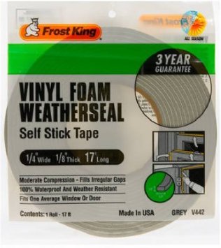 Frost King V442H Vinyl Foam Tape 1/8-Inch, Grey