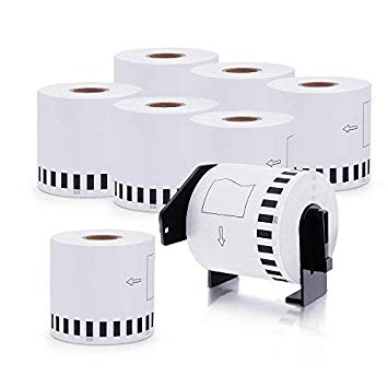 DK-2205 8 Rolls Brother-Compatible White Continuous Paper Labels 2.4in x 100ft with One Refillable Cartridge for QL 500 550 570 700 710W RQL710W 720NW 800 810W 1060N Printer etc.