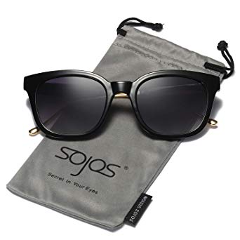 SOJOS Vintage Polarized Sunlgasses Womens Mens Square Frame Mirrored Lens SJ2050 SJ2027 SJ2029