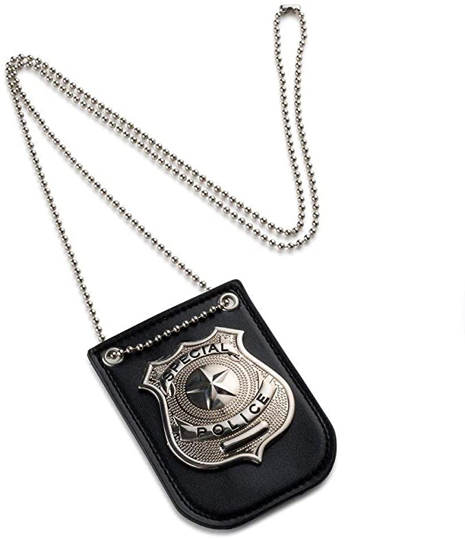 OIG Brands Pretend Police Badge for Kids - Officer Costume Cop Gear Accessory with Clip, Neck Chain and Belt