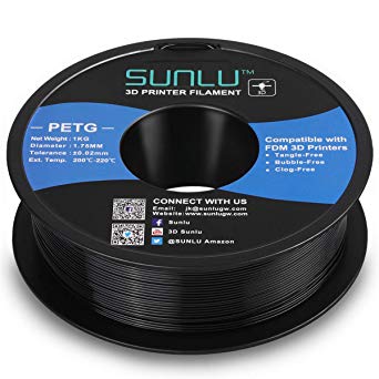 SUNLU PETG Filament 1.75mm with sunlu upgrade 1kg Spool (2.2lbs), Dimensional Accuracy  /- 0.02 mm, Fit Most FDM Printer, Black