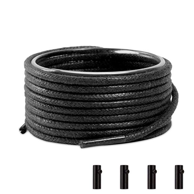 Shoemate Waxed Round Dress Shoelaces for Boots and Dress Shoes Men & Women with 4 Shoestring Aglets