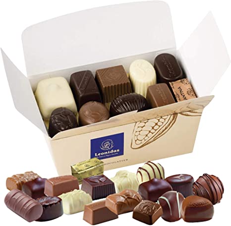 Leonidas Belgian Chocolates | NO Alcohol Assortment of Milk Chocolates, Dark Chocolates and White Chocolates in a Beautiful Gift Ballotin Box (1 x 32pc 500g)