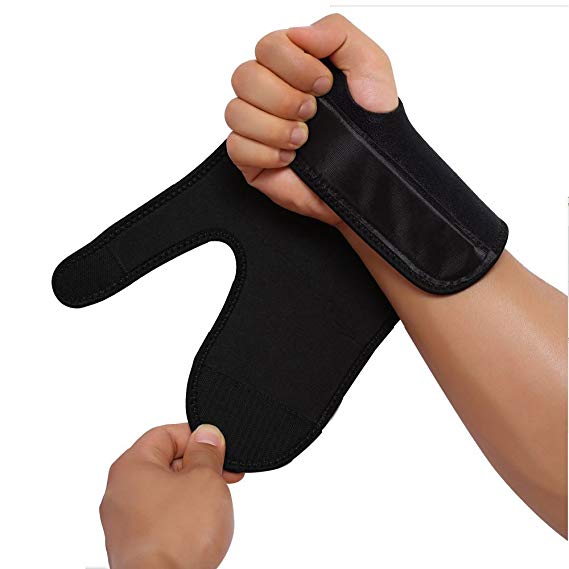 Glodeals Breathable Wrist Brace Wraps Hand Support Compression with Fingers Stabilizer Pain Relief for Fitness Exercise Black (Right Hand)
