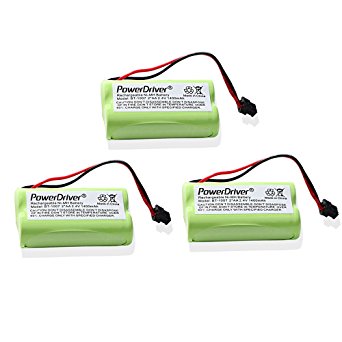 PowerDriver 2.4V Ni-MH Cordless home Phone Rechargeable Battery for Uniden BT-1007 BT1007 BT904 BT-904 BT1015 BBTY0460001 BBTY0510001 Panasonic HHR-P506 HHR-P506A Uniden DECT1480 DECT1560 DECT1580 Cordless Phones (Pack of 3)