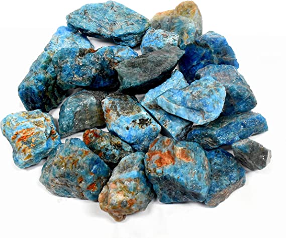 Blue Apatite Rough Specimens Natural Gemstone Crystal Mineral Cabochon Cabs Raw for Cabbing - Madagascar (5PCS)