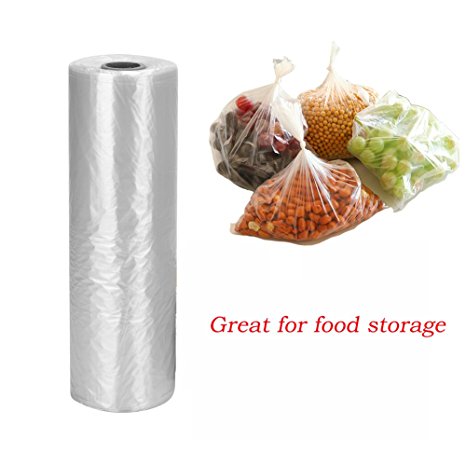 Immuson 12" X 20" Plastic Produce Bag on a Roll Food Storage Clear Bags For Fruits Vegetable Bread (350 Bags-1 Roll)