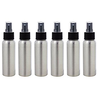 Aluminum Refillable Travel Spray Bottle Mister - 2.7 oz (6 Pack)   Travel Bag
