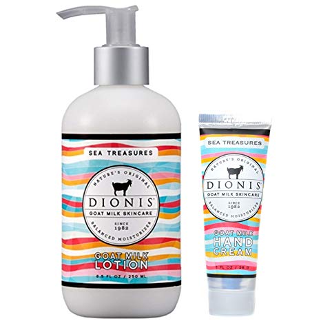 Dionis Goat Milk Body Lotion and Hand Cream Gift Set (Sea Treasures, 2 Piece)