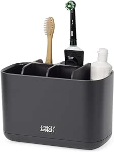 Joseph Joseph Easy-Store - Toothbrush Holder Caddy, Bathroom Storage, Large, Matt Black