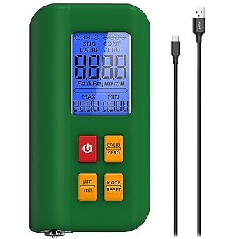 BSIDE Paint Thickness Gauge Meter Rechargeable Paint Coating Mil Depth Tester, 1500µm/0.1µm, with F/NF Probe for Used Car Automotive Vehicle Lab Foil
