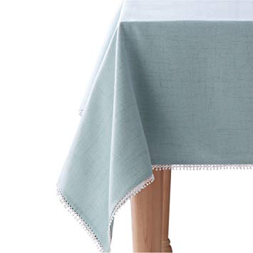 Lenox French Perle Solid 60"x102" Oblong Tablecloth, Ice Blue