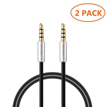 Audio Cable, Archeer 3.5mm Stereo Audio Cable 4-Pole Male to Male Extension Cord for Smartphone, Tablets, Headset, PC, Laptop (4ft/1.2m), 2 Packs